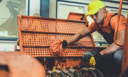 diesel motor mechanic working